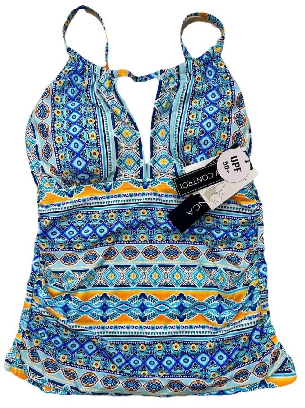 La Blanca NWT Tummy Control Tankini Top 4 Swim Yoga Walk Beach Fitness Keyhole